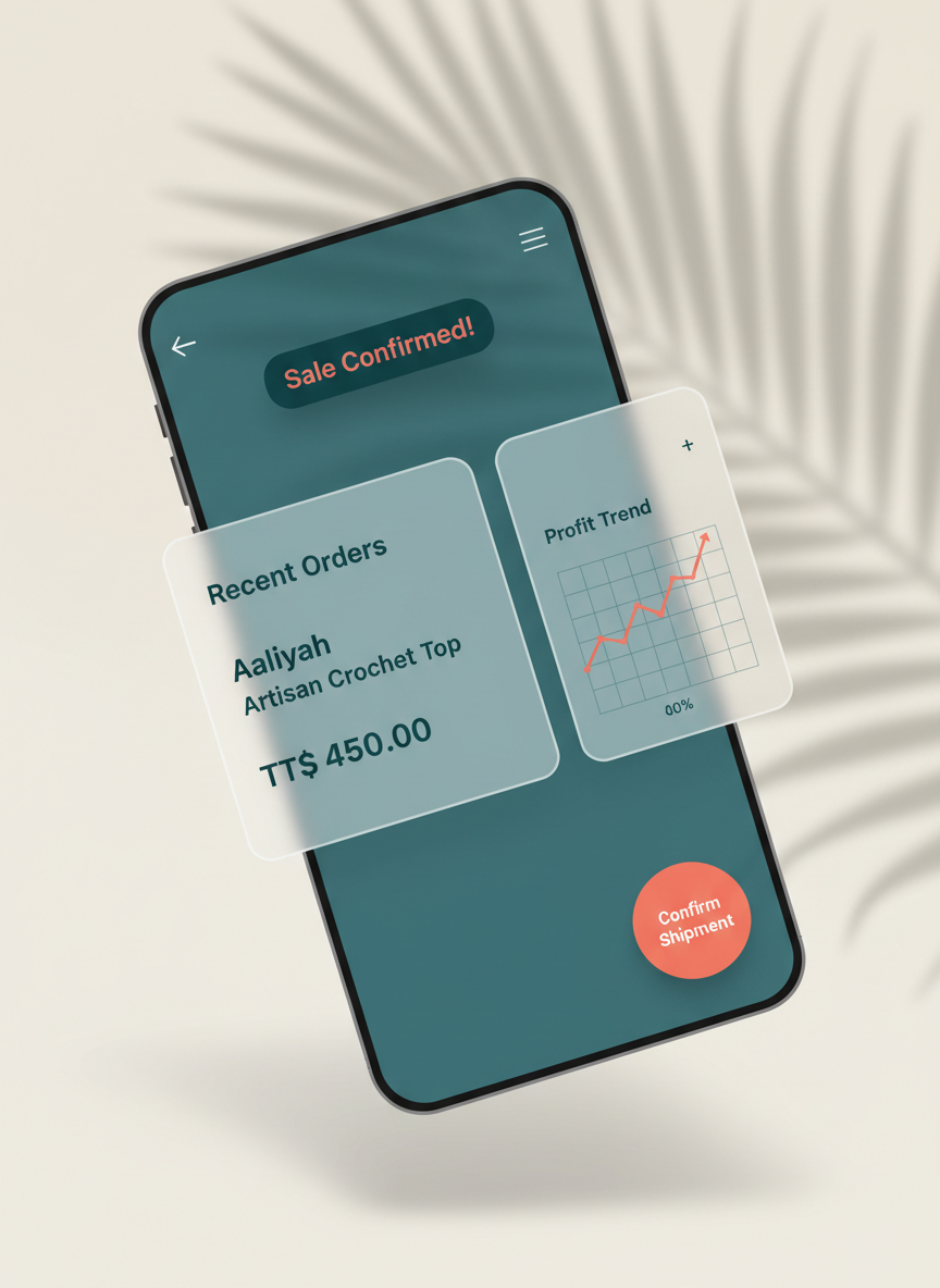 Boutiiq app showing order confirmation for TT$450